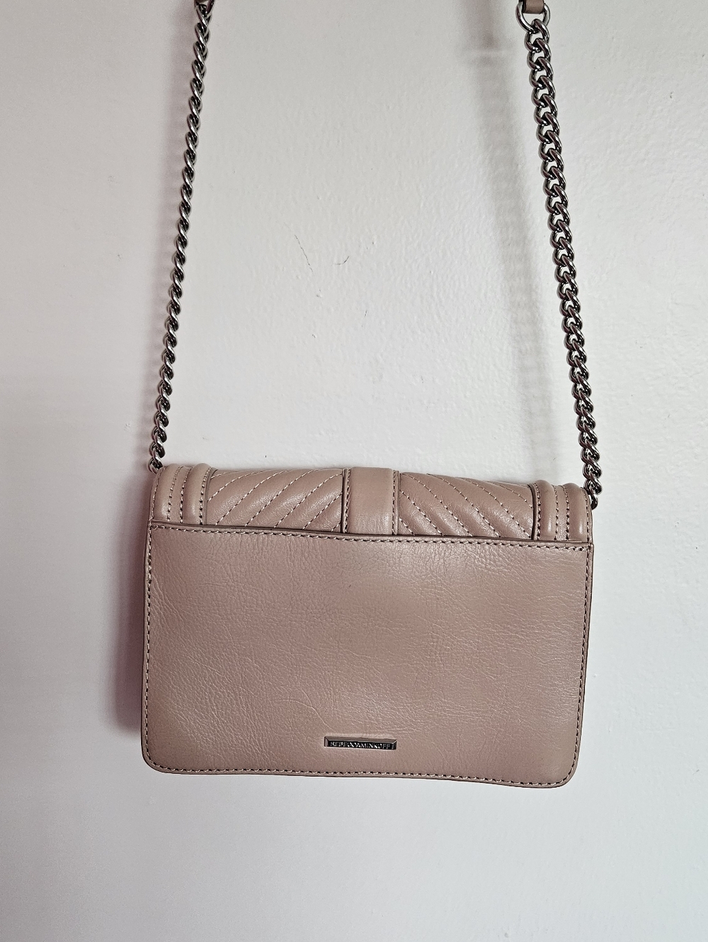 Rebecca Minkoff Geo Quilted Crossbody Shoulder Bag Vintage Pink  Blush Chevron - Picture 4 of 6